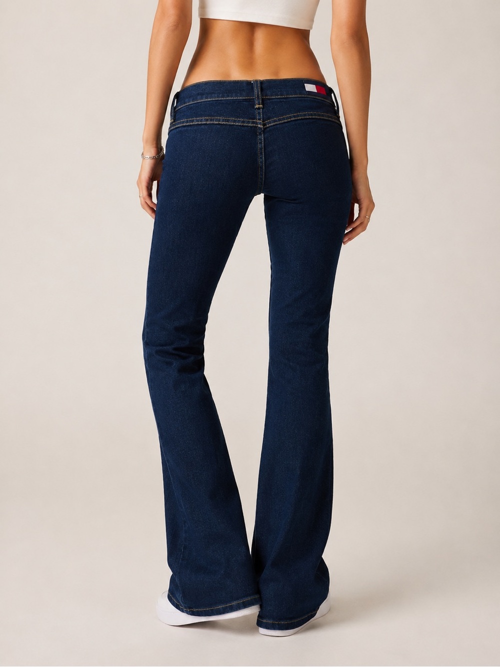 Tommy Hilfiger Low Rise Bootcut‎ Y2K Bare Back Dark Wash Denim Jeans